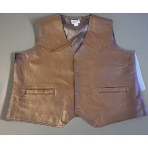 Vintage Duke Haband Leather Vest Size 3X Western Boho Daddy Big And Tall 90s